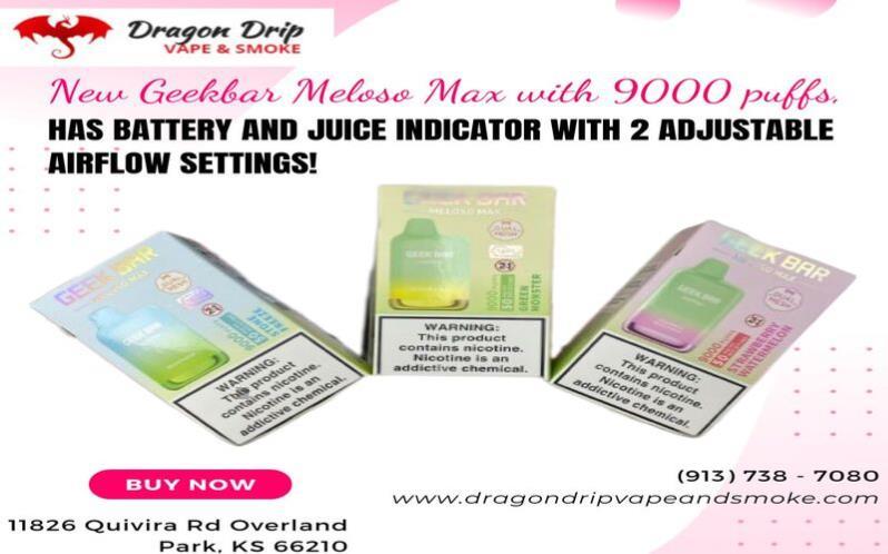 Has Battery and juice indicator with 2 adjustable airflow settings  availability of Dragon Drip Vape and Smoke in Overland Park, Kansas
