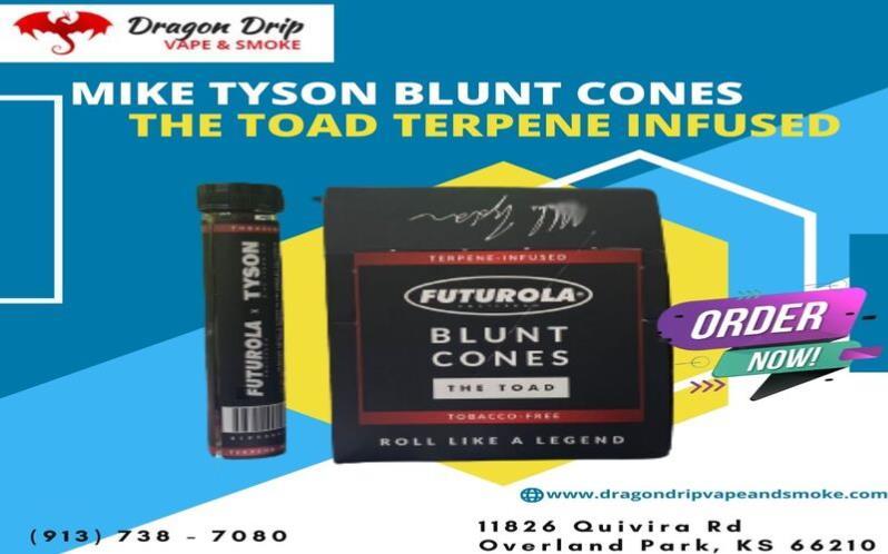 Mike Tyson Blunt Cones the toad terpene infused availability of Dragon Drip Vape and Smoke 