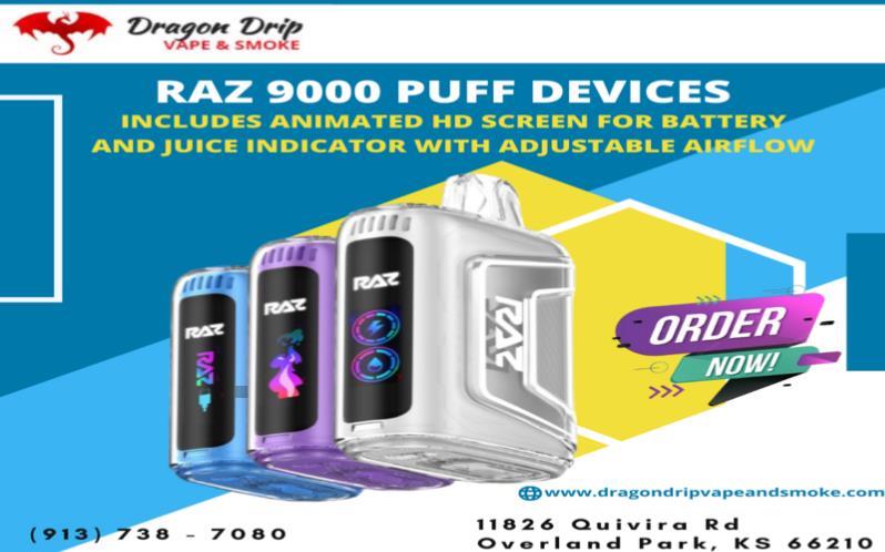 Raz 9000 Puff Devices availability in Dragon Drip Vape and Smoke