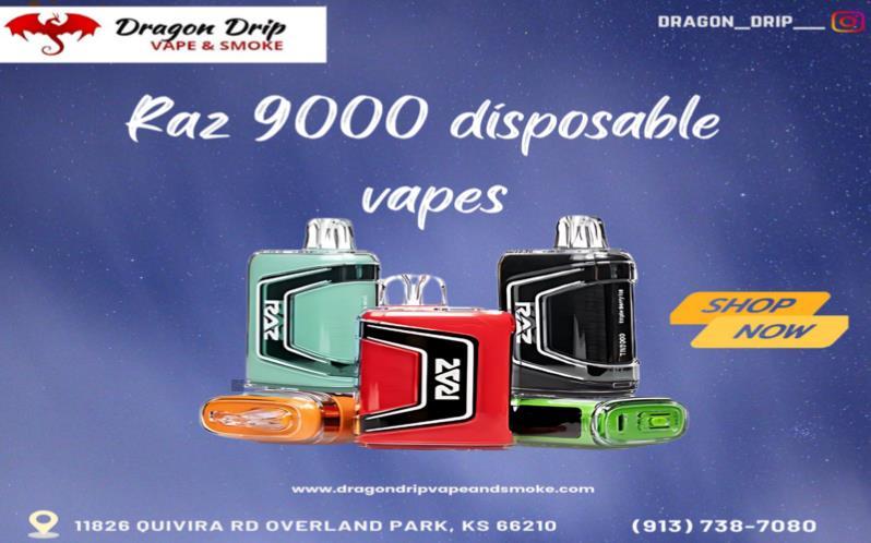 Raz 9000 disposable vapes available in  Overland Park, KS.